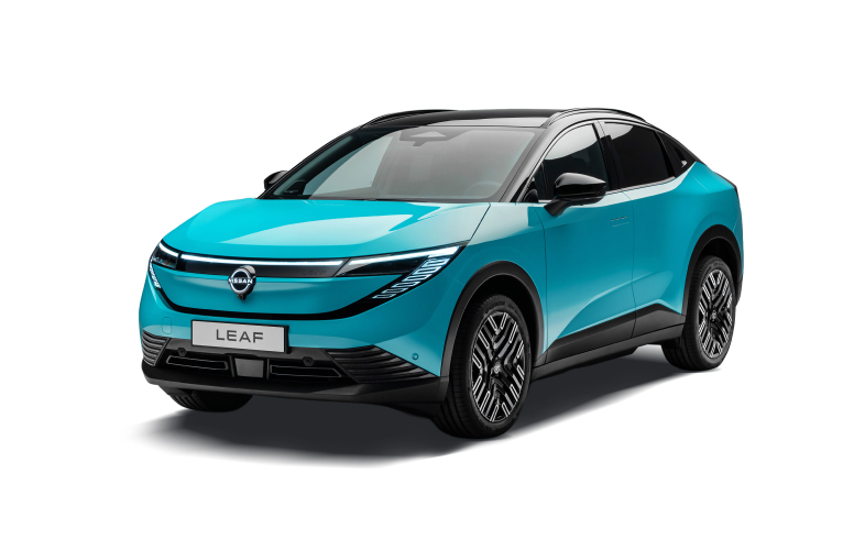 blue nissan leaf exterior